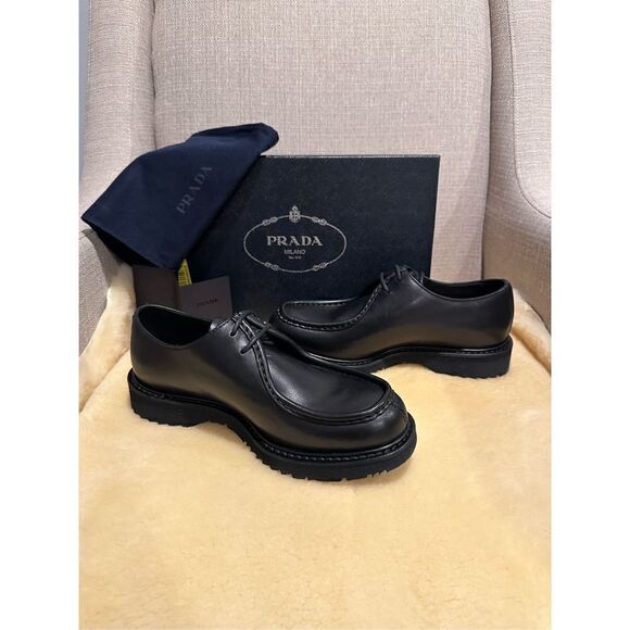 Prada brushed leather lace-up shoes, loafers size 5,5 EU 38,5-39 - Picture 5 of 10